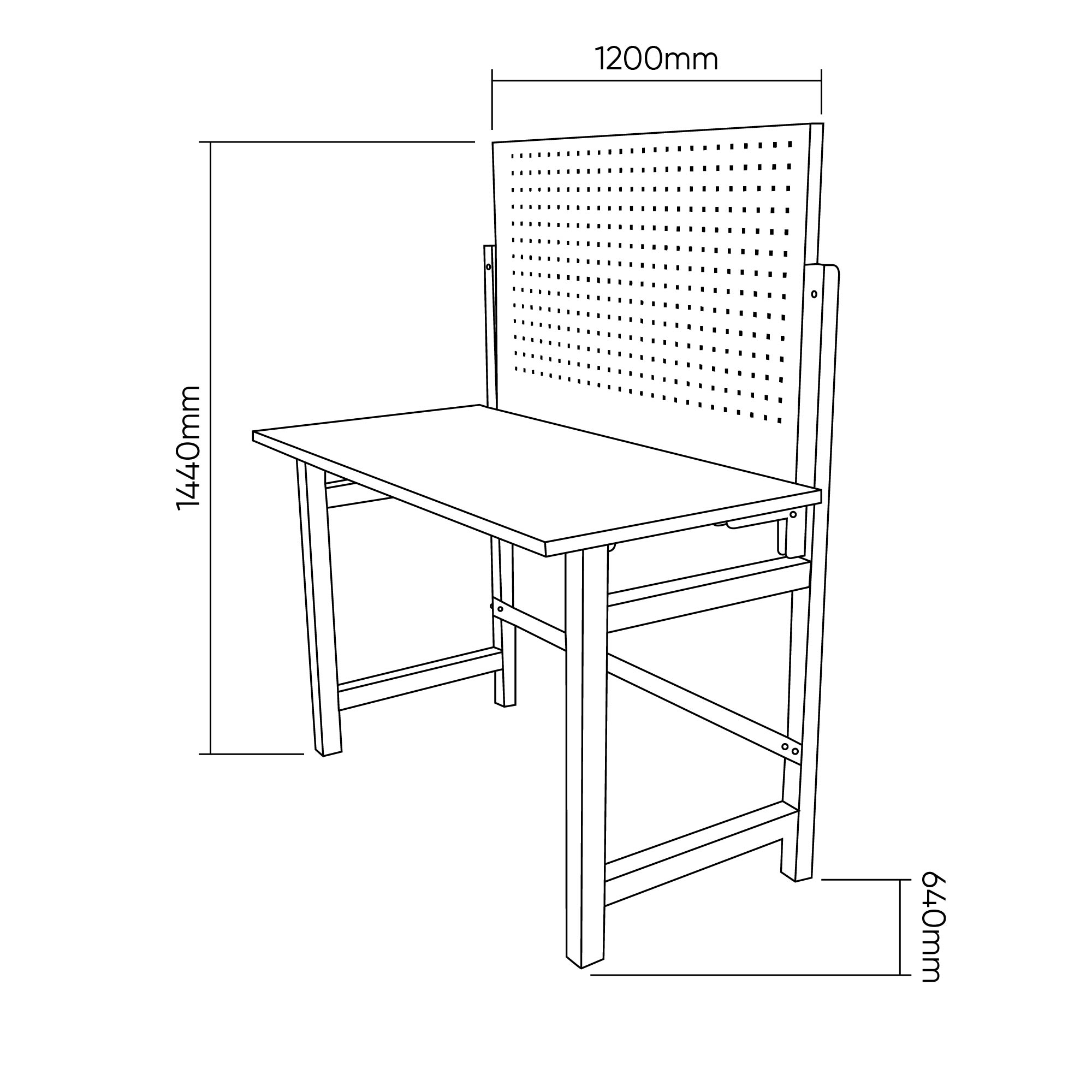 Klappbare Werkbank mit Rückwand